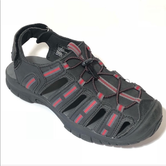 KHOMBU Jack Black Gray Red sandals size 4 - Picture 1 of 7